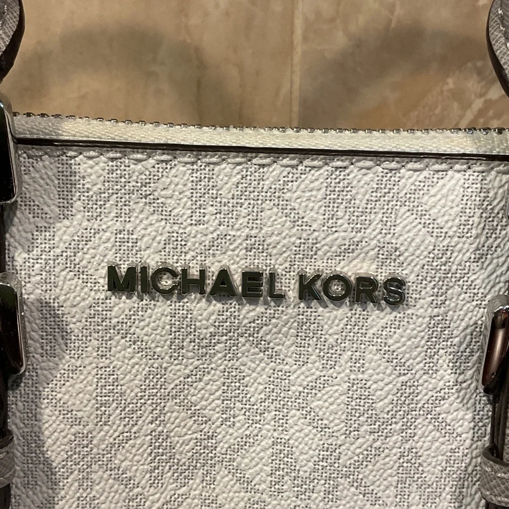 Michael Kors Two-Tone Light Gray & White Dome Satchel